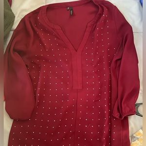 Maurice’s rhinestone dress shirt. Red size small